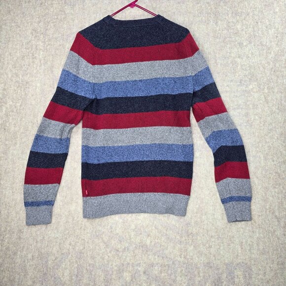 Izod Mens L/G Striped Cotton Sweater Red/Blue/Gray - Picture 2 of 7